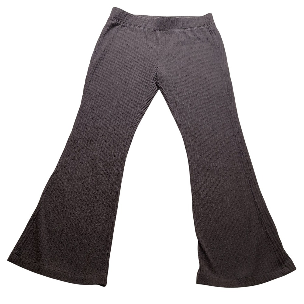 Cat & Jack Girls Ribbed Leggings Charcoal Gray Flare Pants Size L 10/12 Stretchy